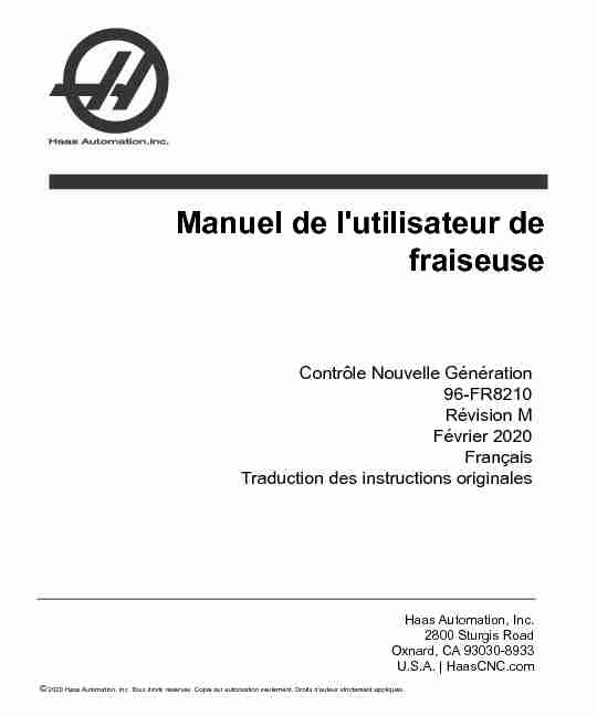 French - Mill Operators Manual - 2020