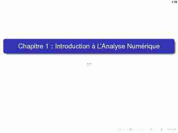 Chapitre 1 : Introduction à LAnalyse Numérique