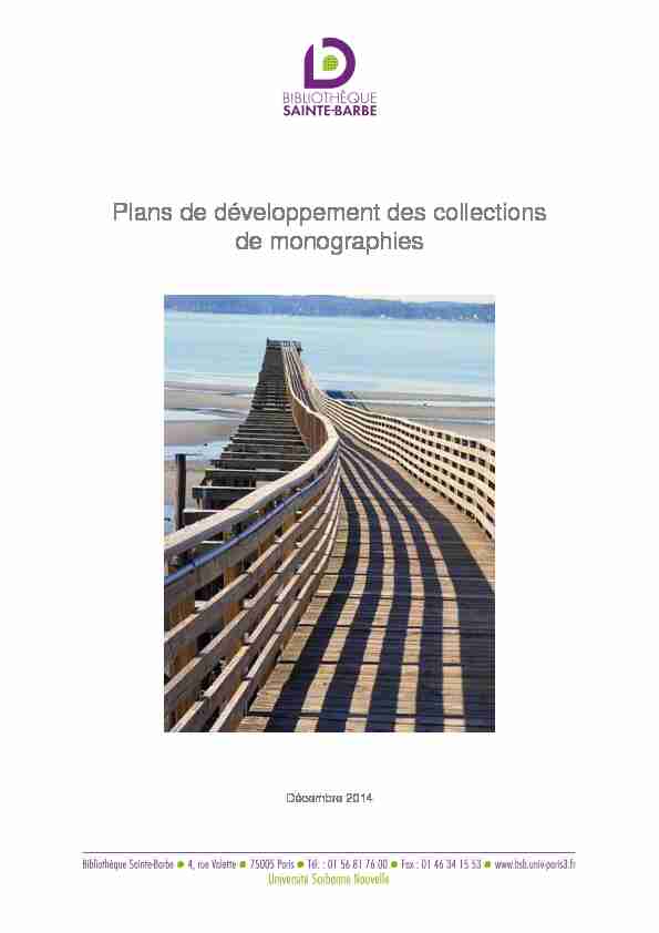 Plan de développement des collections de monographies