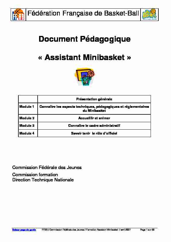 Document Pédagogique « Assistant Minibasket »