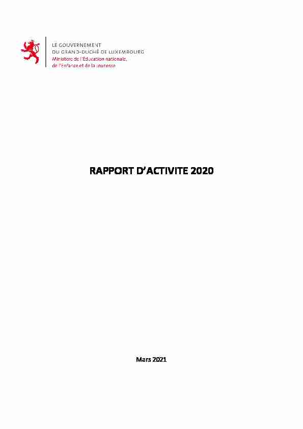 Rapport dactivité 2020 du ministère de lÉducation nationale de l