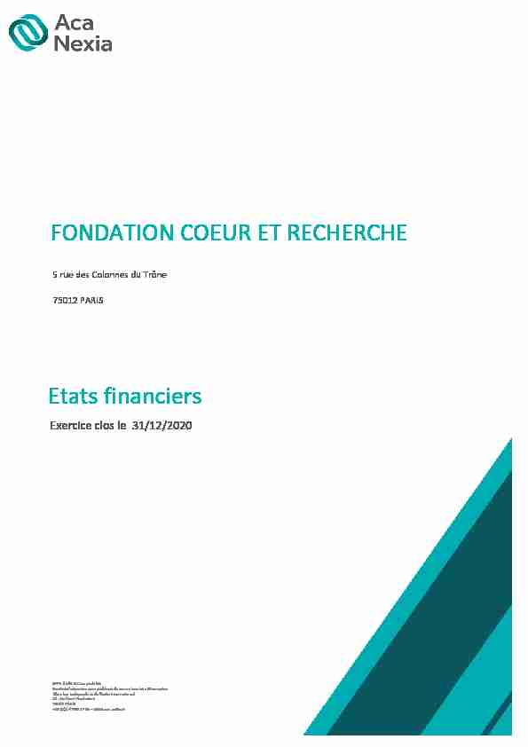 Bilan - Fondation Coeur et Recherche