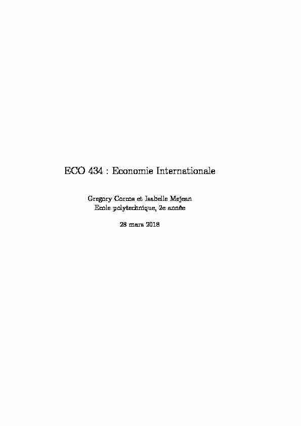 ECO 434 : Economie Internationale