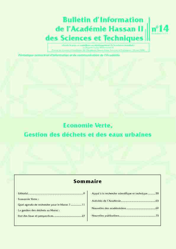 Bulletin dInformation de lAcadémie Hassan II des Sciences et