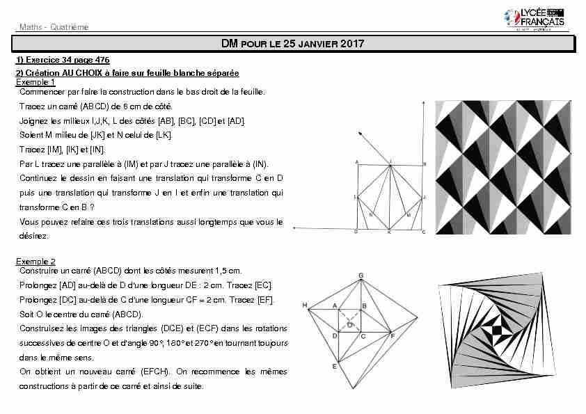 [PDF] DM POUR LE 25 JANVIER 2017 - Math2Cool