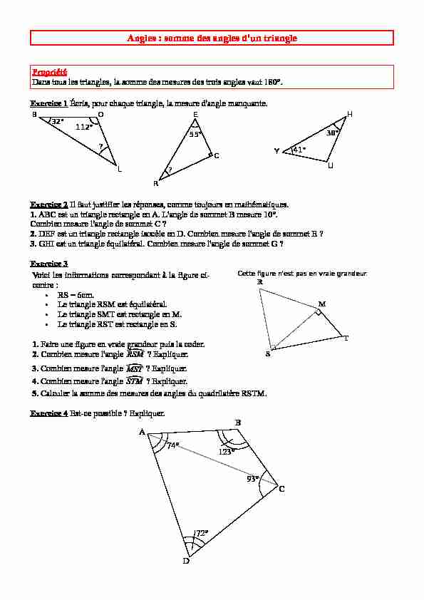 Angles : somme des angles dun triangle