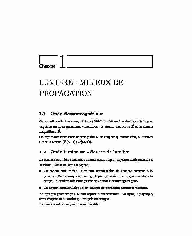 LUMIERE - MILIEUX DE PROPAGATION