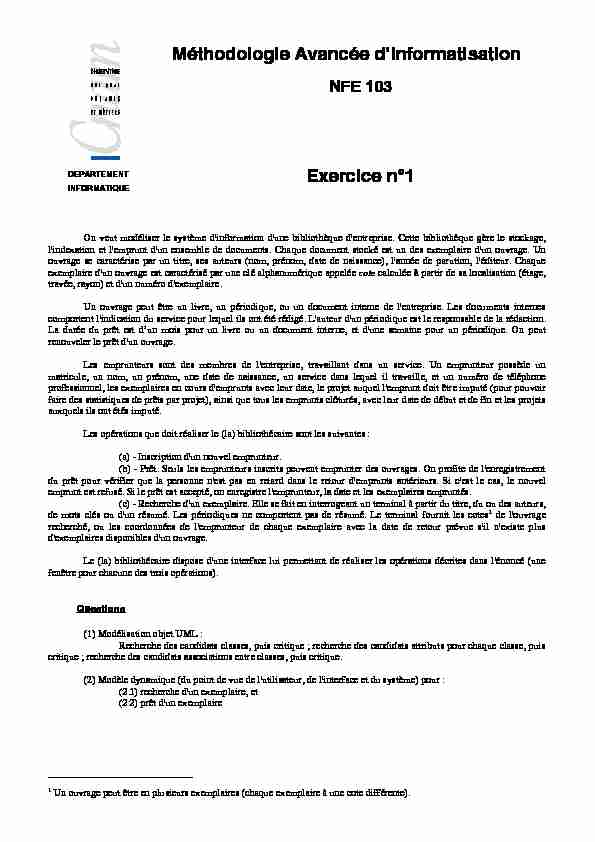 [PDF] Méthodologie Avancée d?Informatisation Exercice n°1