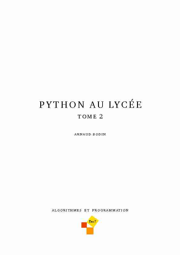 Python au lycée - tome 2