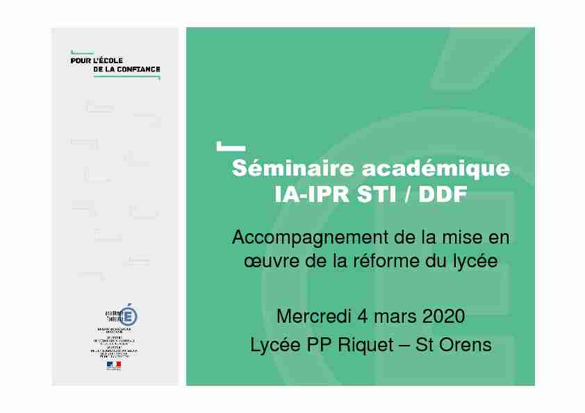 Séminaire académique IA-IPR STI / DDF