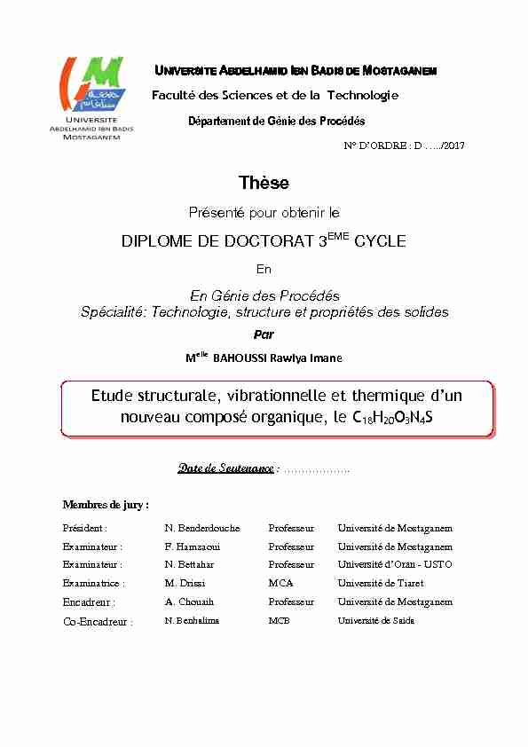 [PDF] Thèse - Université de Mostaganem