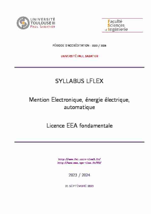 SYLLABUS LFLEX Mention Electronique énergie électrique