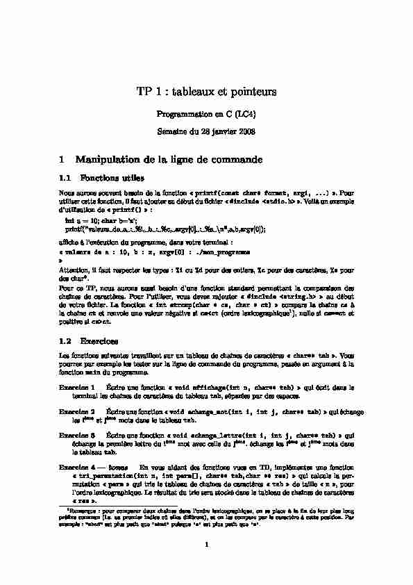 [PDF] TP 1 : tableaux et pointeurs - Cedric/CNAM