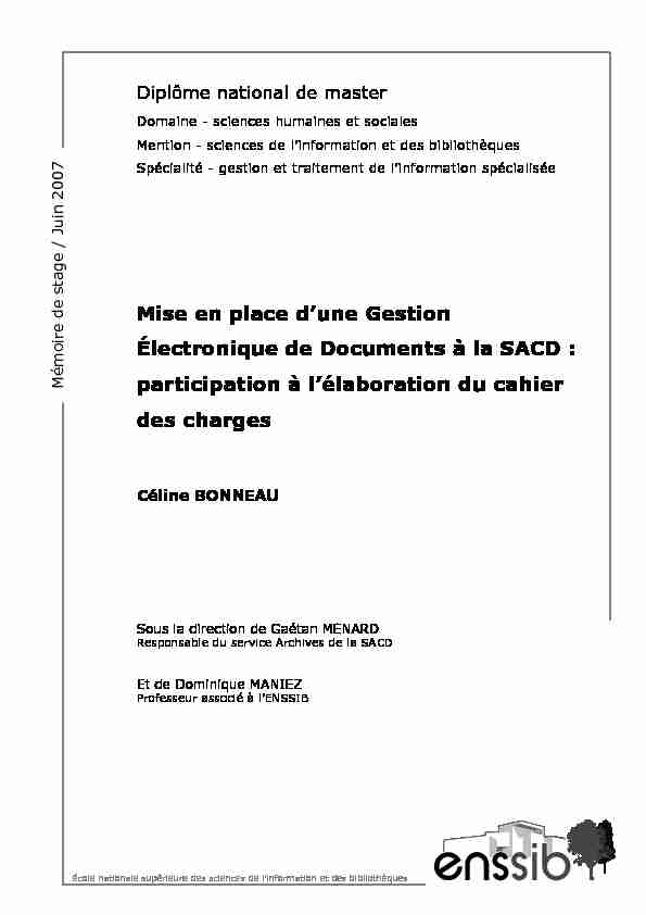 Mise en place dune Gestion Électronique de Documents à la SACD