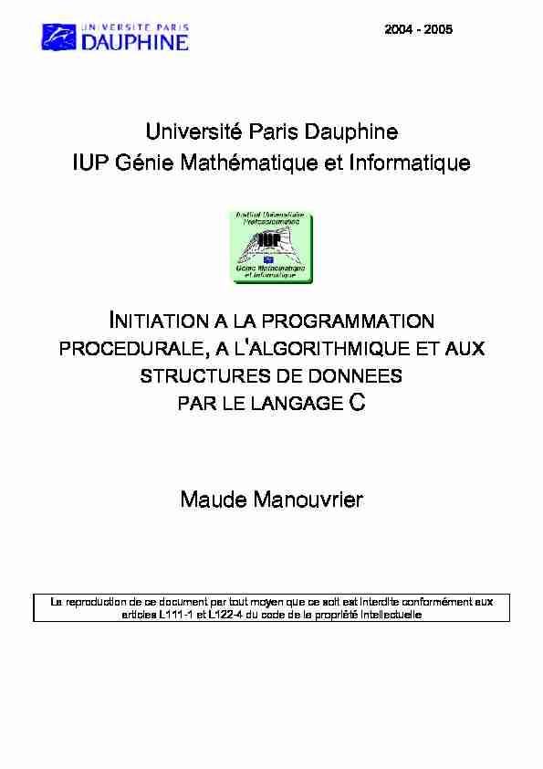 Université Paris Dauphine IUP Génie Mathématique et Informatique