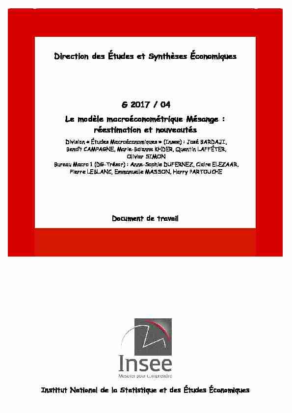 Direction des Études et Synthèses Économiques G 2017 / 04 Le