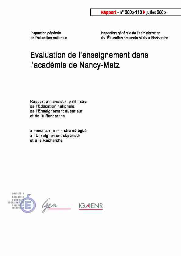 Evaluation de lenseignement dans lacadémie de Nancy-Metz