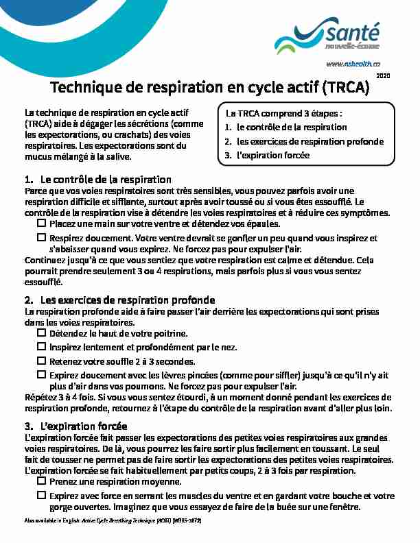 Technique de respiration en cycle actif (TRCA)