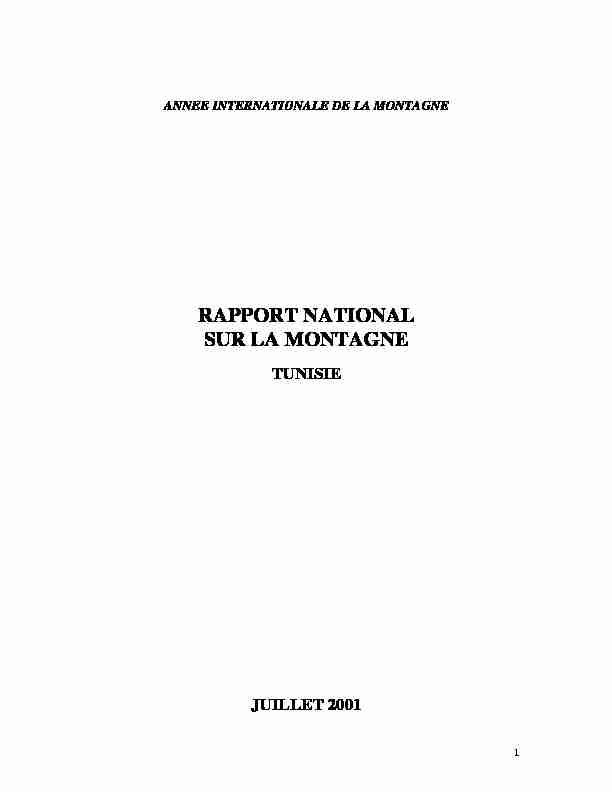 CBD Thematic Report on Mountain Ecosystems - Tunisia (French