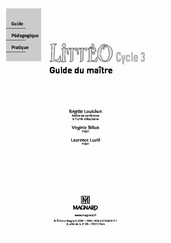 Guide pédagogique - Littéo Cycle 3