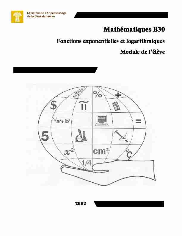 [PDF] Fonctions exponentielles et logarithmiques - Mathématiques B30