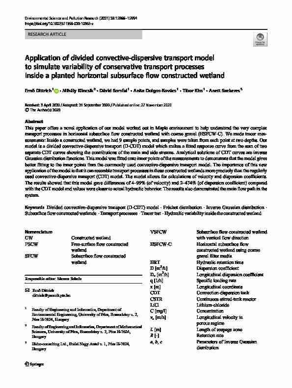 Application of divided convective-dispersive transport model to