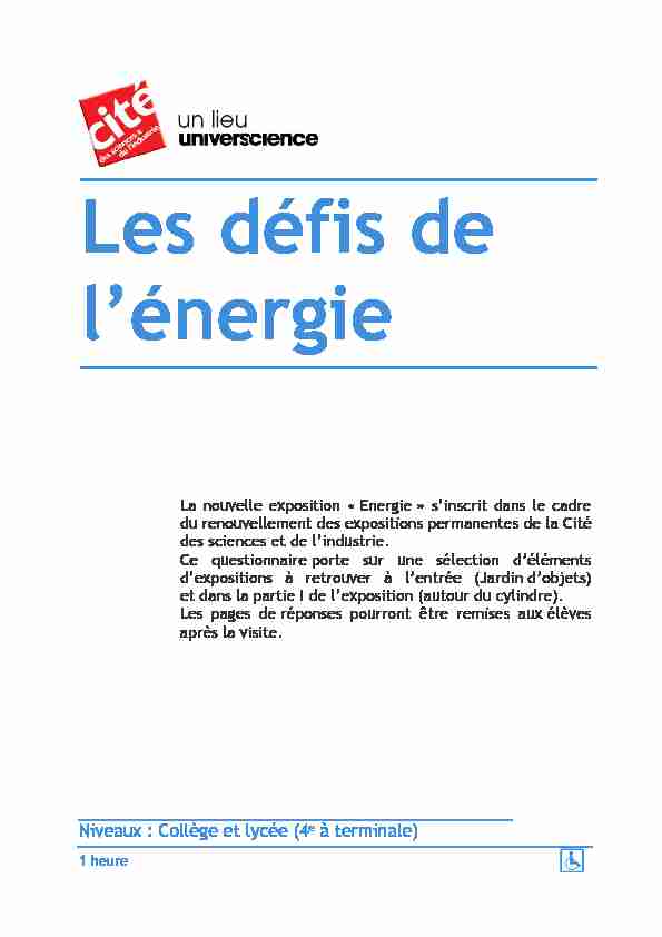 [PDF] Les défis de lénergie - Cité des Sciences