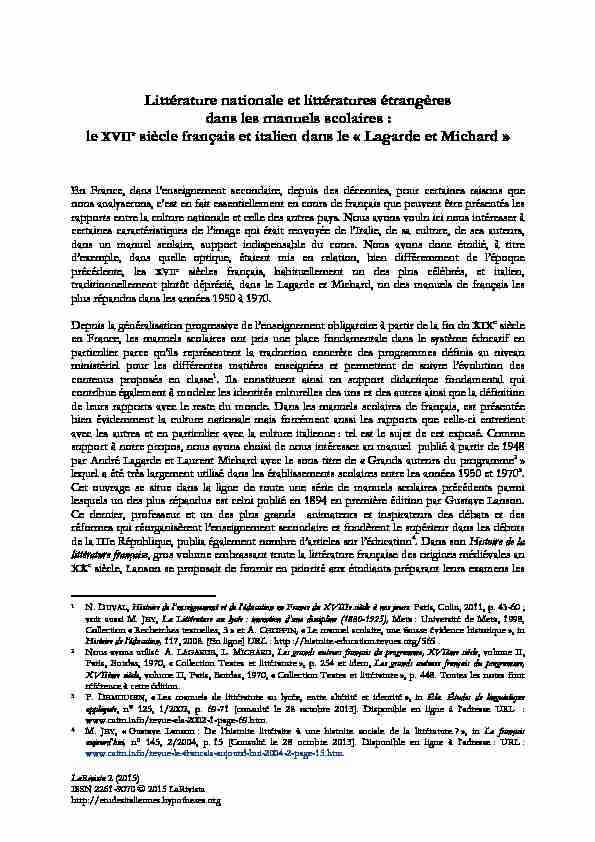 [PDF] le XVIIe siècle français et italien dans le « Lagarde et Michard