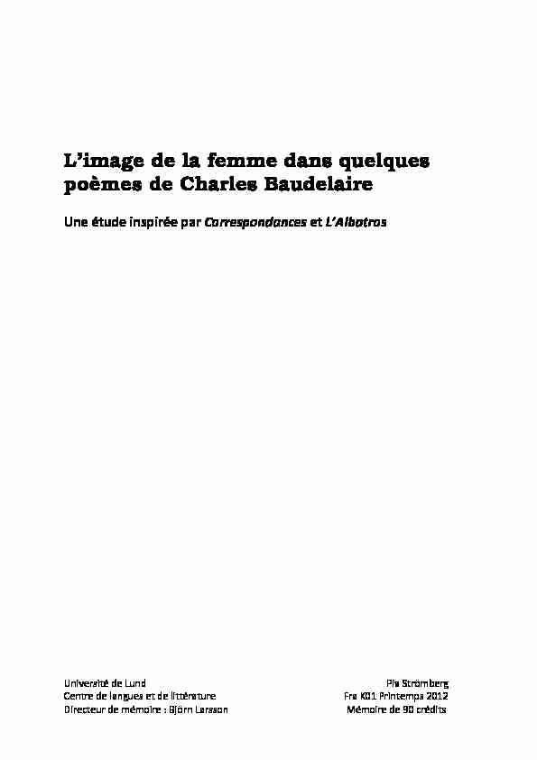 [PDF] Limage de la femme dans quelques poèmes de Charles Baudelaire