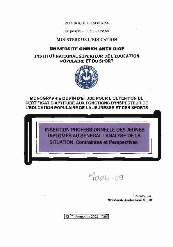 Insertion professionnelle des jeunes diplomés au Sénégal : analyse