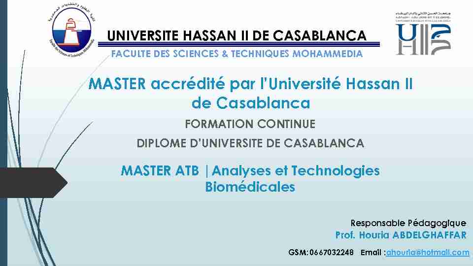MASTER accrédité par lUniversité Hassan II de Casablanca