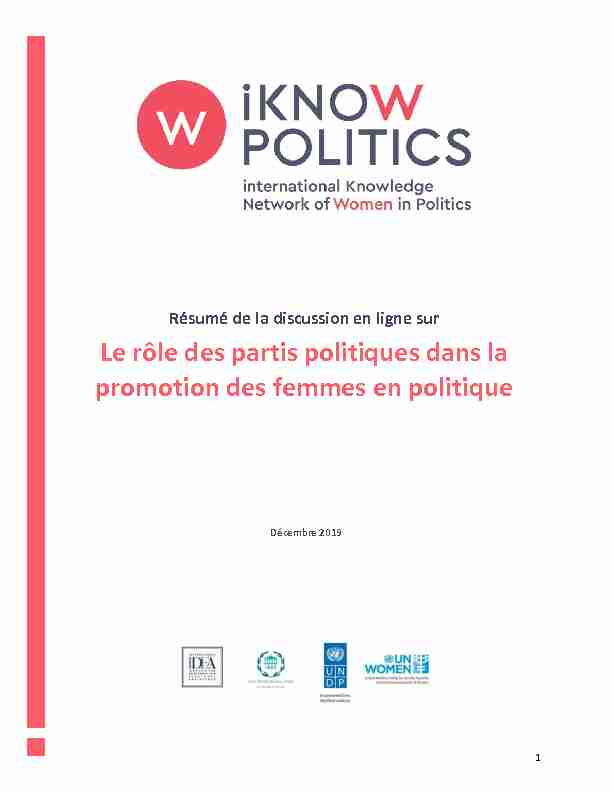 Le rôle des partis politiques dans la promotion des femmes en