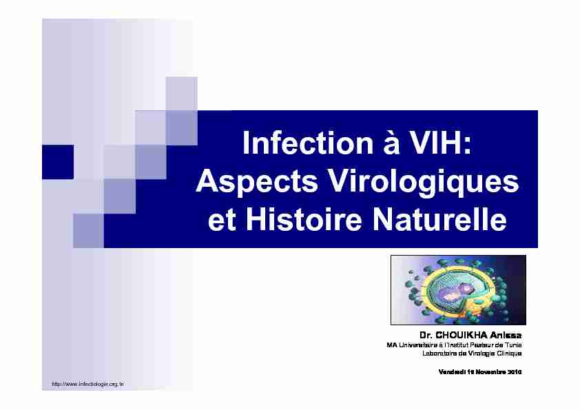 Infection à VIH: Aspects Virologiques et Histoire Naturelle