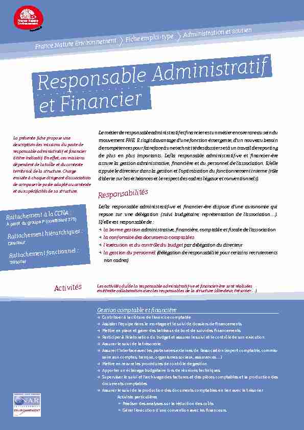 Responsable Administratif et Financier