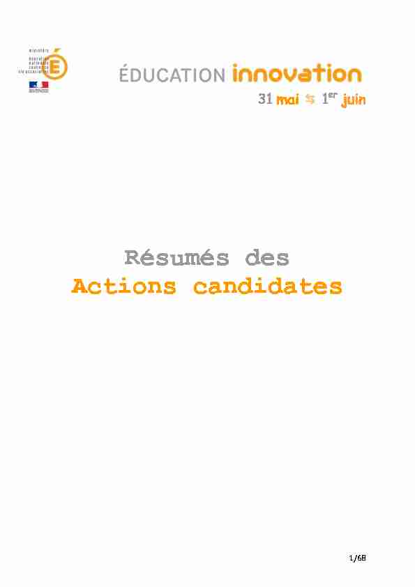 [PDF] Résumés des Actions candidates - mediaeduscoleducationfr