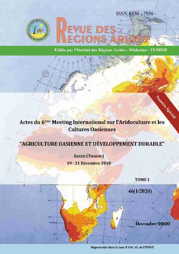 Actes du 6ème Meeting International sur lAridoculture et les