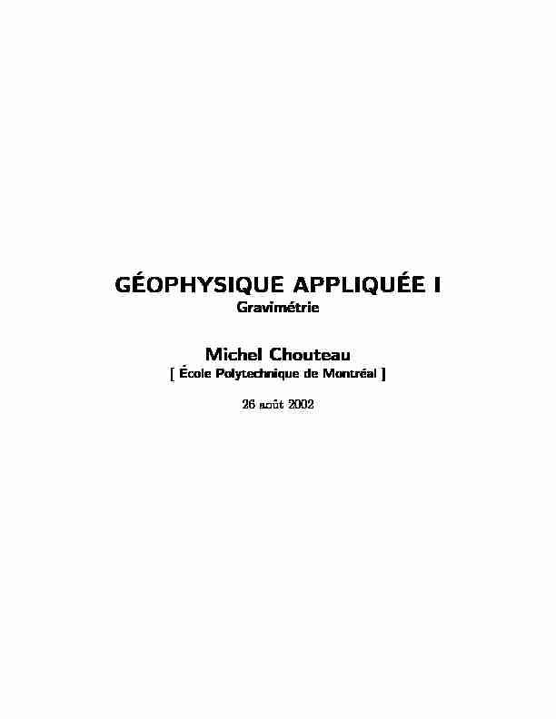 GLQ2200 - Geophysique Appliqu´ ee I´