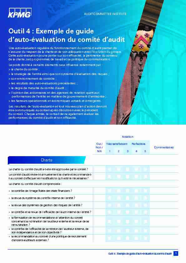 Outil 4 : Exemple de guide d’auto évaluation du comité d’audit