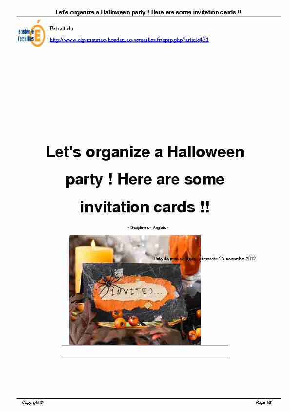 Lets organize a Halloween party ! Here are some invitation cards !!