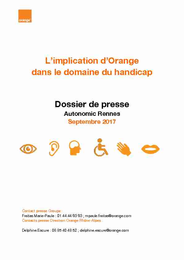 [PDF] Limplication dOrange dans le domaine du handicap  - Orange Com