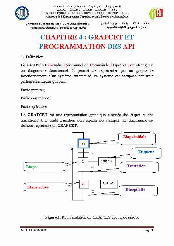CHAPITRE 4 : GRAFCET ET PROGRAMMATION DES API