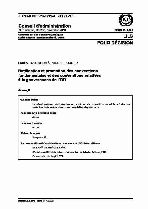 [PDF] Ratification et promotion des conventions fondamentales et  - ILO