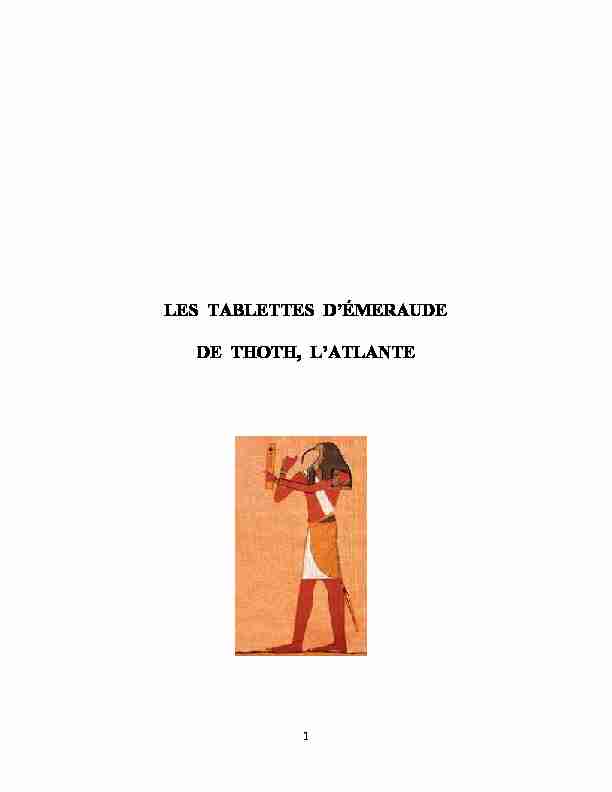 LES TABLETTES DÉMERAUDE DE THOTH LATLANTE