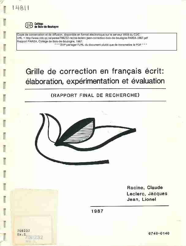 [PDF] Grille de correction en français écrit: élaboration  - CDC