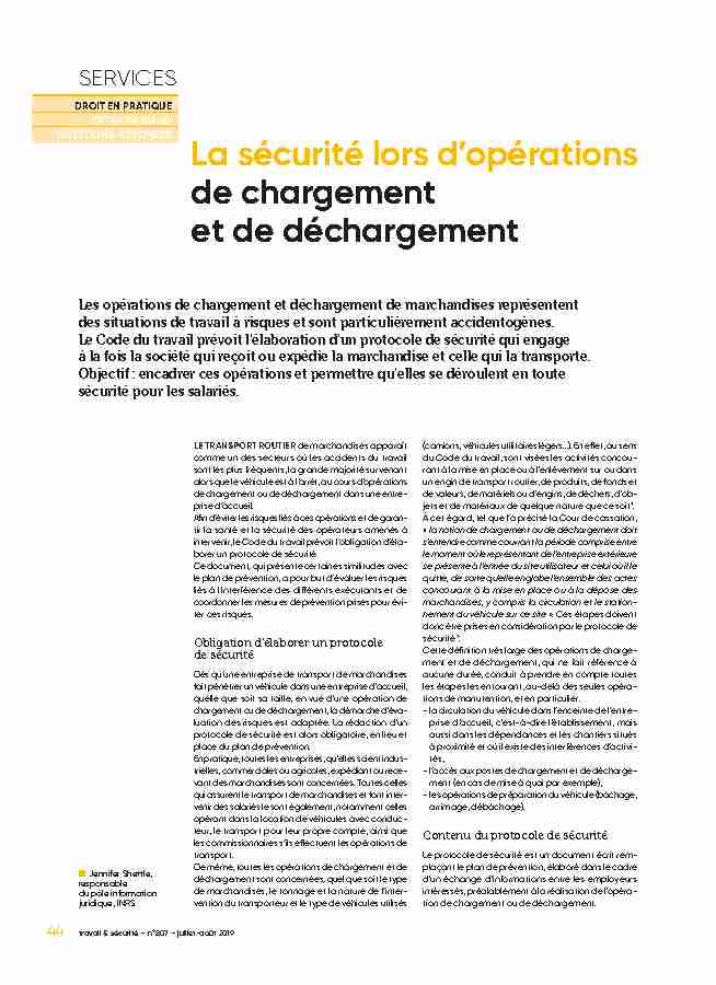 [PDF] La sécurité lors dopérations de chargement et de  - INRS