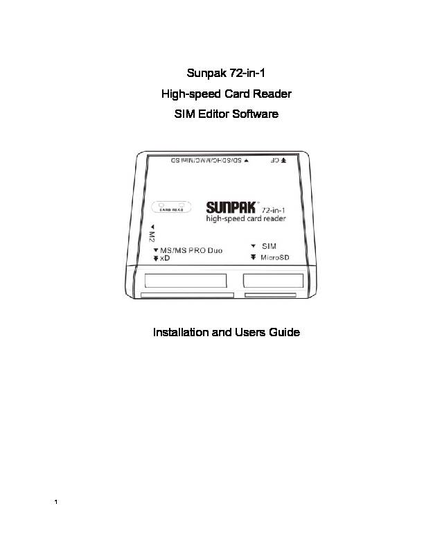 Sunpak 72-in-1 High-speed Card Reader SIM Editor Software