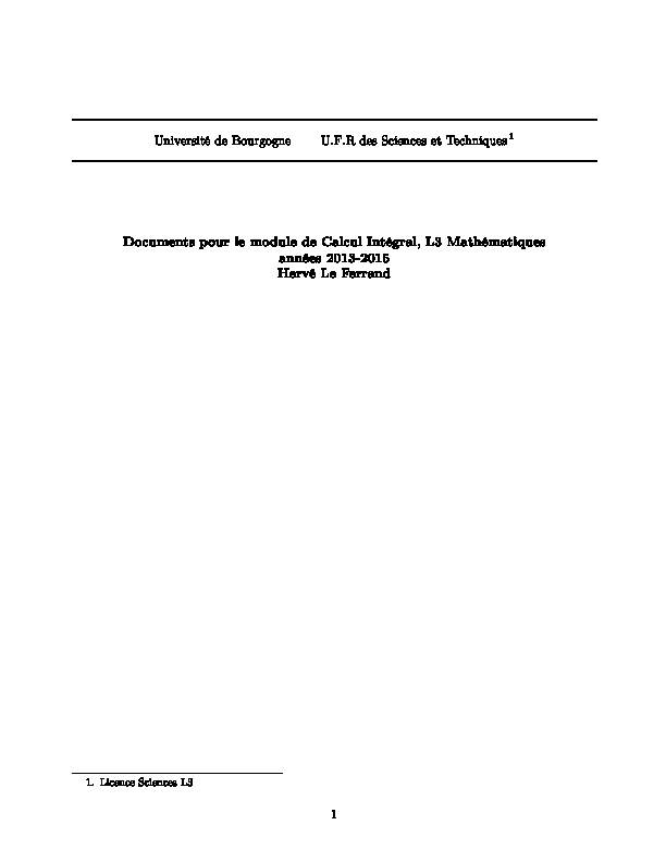 [PDF] Documents pour le module de Calcul Intégral, L3 Mathématiques