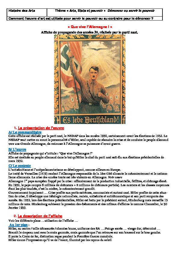 Affiche de propagande des années 30, réalisée par le parti nazi