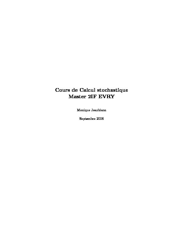 [PDF] Cours de Calcul stochastique Master 2IF EVRY - Département de