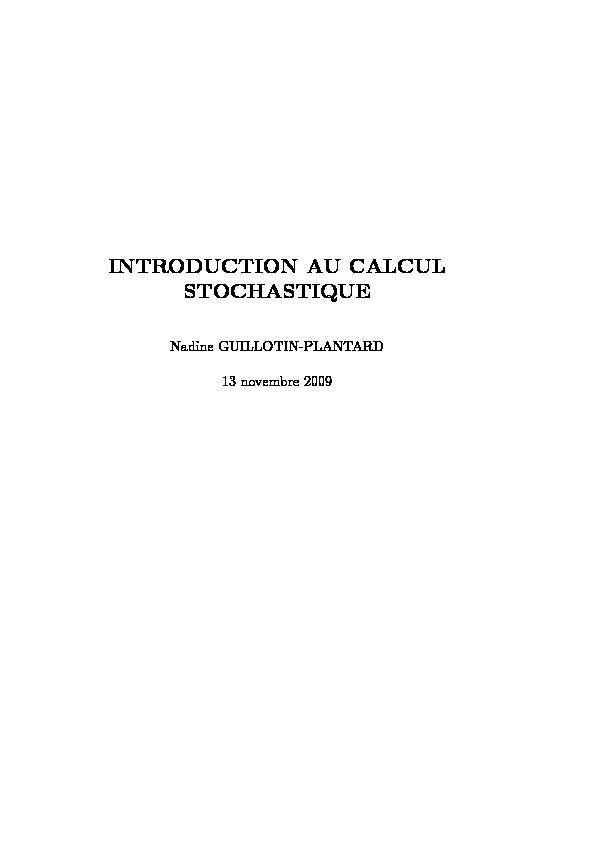 [PDF] INTRODUCTION AU CALCUL STOCHASTIQUE